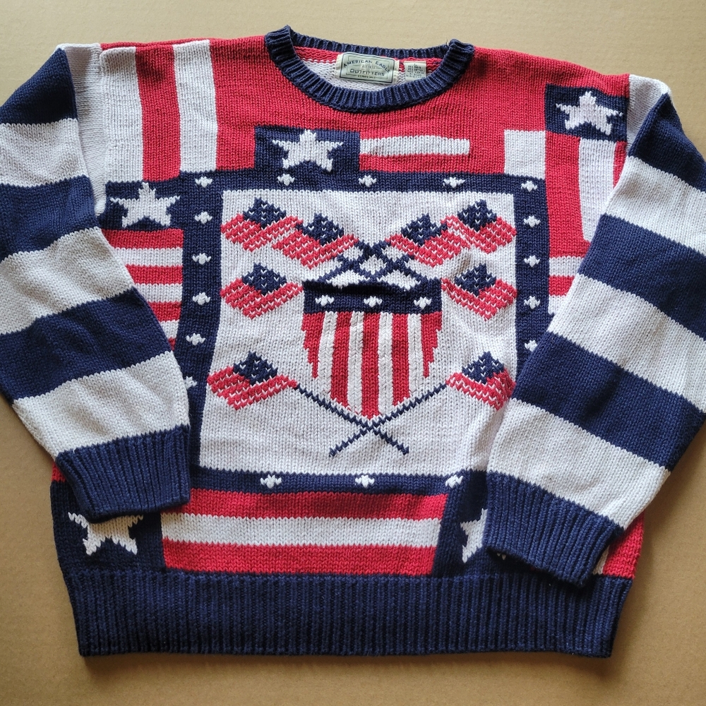 Vintage American Eagle Outfitters Mens Size Large Americana Knit Sweater
